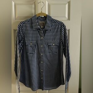 Old Navy Blue and White Checkered Shirt Size Small Petite